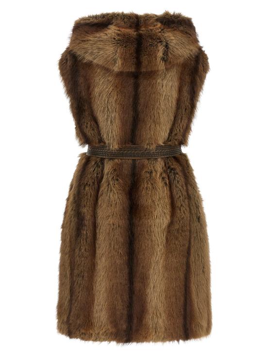 26FW 핑코 무스탕 갈레아리 퍼 브라운 - PINKO