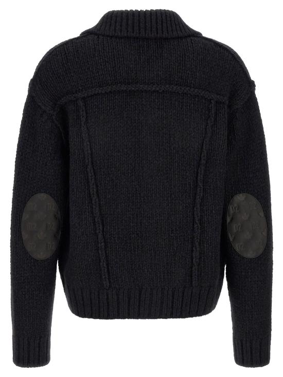 26FW 디스퀘어드2 니트웨어 로고 패치 가디건 스웨터 및 가디건 (블루) - DSQUARED2