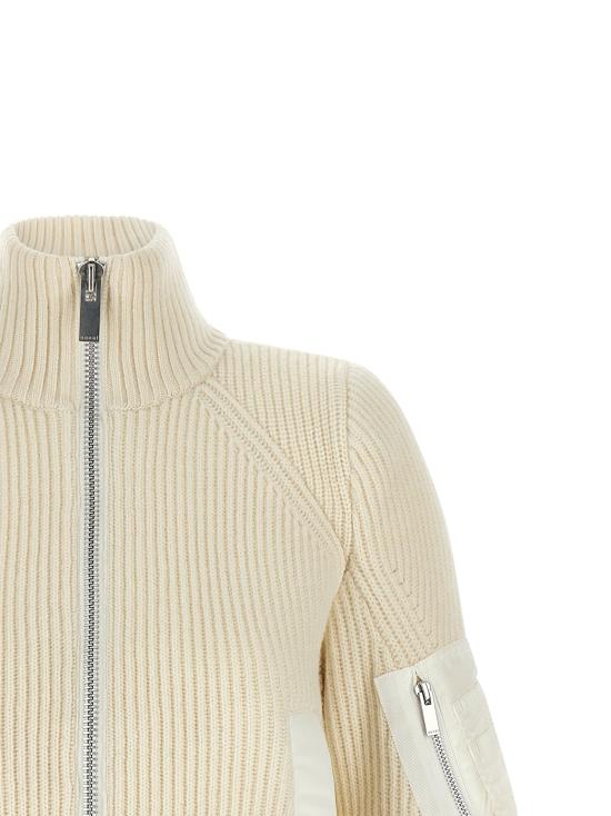 26FW 사카이 패딩 나일론 트윌 X 울 니트  재킷 (화이트) - SACAI