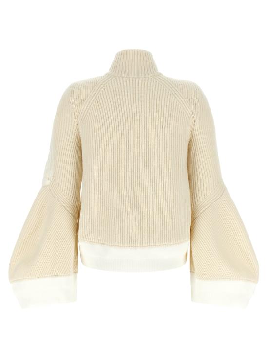 26FW 사카이 패딩 나일론 트윌 X 울 니트  재킷 (화이트) - SACAI