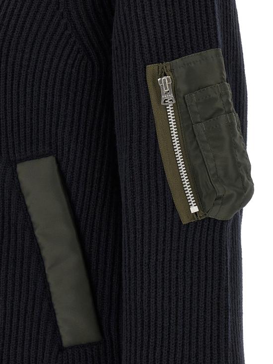 26FW 사카이 패딩 골지 니트 블라우스형  재킷 (블루) - SACAI