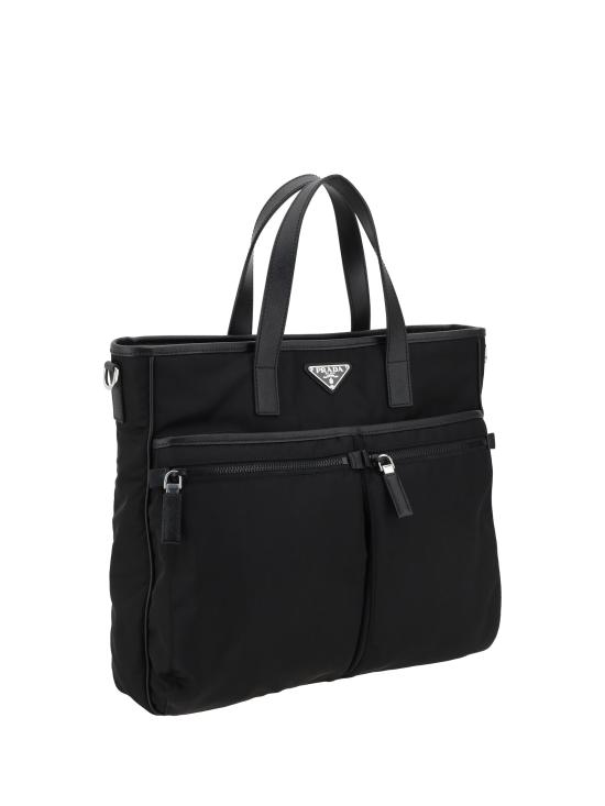 26FW 프라다 레더 트리밍 삼각로고 리나일론 지퍼 토트백 2VG860VXON2DMH BLACK - PRADA