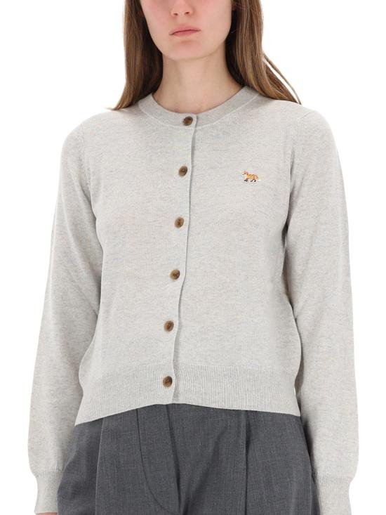 26FW 메종키츠네 베이비 폭스 메리노 레귤러 가디건 PW00502KT1181 H120 GRAY - MAISON KITSUNE