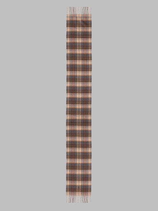 26FW 폴로 랄프로렌 플래드 프린지 울 캐시미어 스카프 449959351 008CAMEL MULTI BROWN