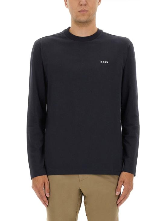 26FW 휴고보스 콘트라스트 로고 스트레치 코튼 롱 슬리브 티셔츠 50506365 10256064402 BLUE - HUGO BOSS