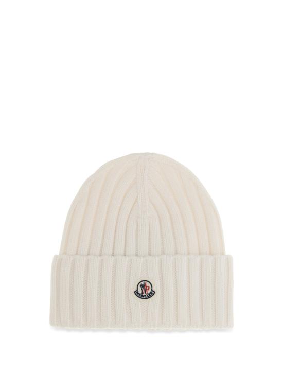 26FW 몽클레어 로고 울 비니 L20933B00036A9327 WHITE - MONCLER
