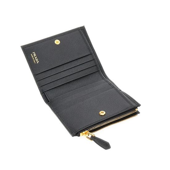 26FW 프라다 트라이앵글 로고 반지갑 1ML050QHH Black - PRADA