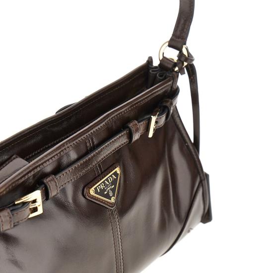 26FW 프라다 미디엄 자카드 및 레더백 1BC297VOOM2CYR Brown - PRADA