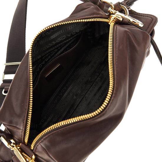 26FW 프라다 익스플로어 스몰 리나일론 및 가죽 숄더백 1BH232VNOO2DX8 Brown - PRADA