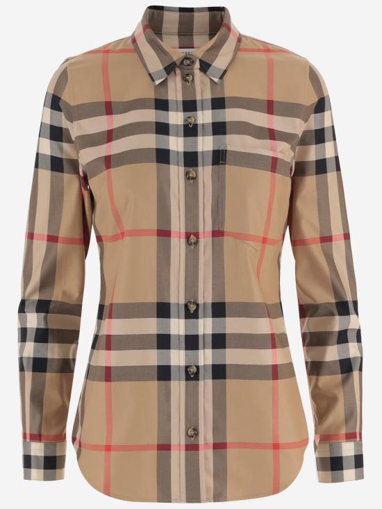 26FW 버버리 슬림핏 체크 코튼 셔츠 8111856 BEIGE - BURBERRY