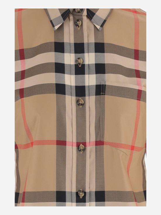 26FW 버버리 슬림핏 체크 코튼 셔츠 8111856 BEIGE - BURBERRY