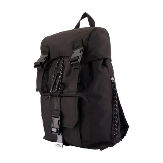 26FW 아페쎄 로고 프린트 버클 플랩 백팩 PAAGE H62631 LZZ BLACK DOM - A.P.C.