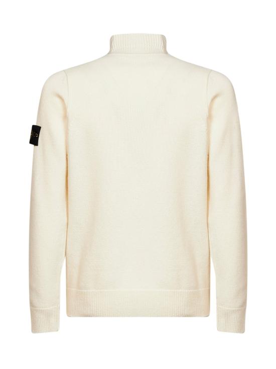 26FW 스톤 아일랜드 로고 패치 하이넥 버튼 울 스웨터 L2S15 5100040 S00A3 V0093 IVORY DOM - STONE ISLAND