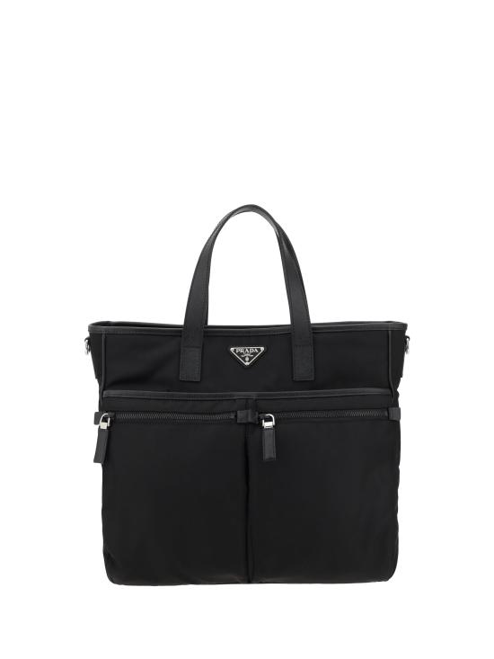 26FW 프라다 레더 트리밍 삼각로고 리나일론 지퍼 토트백 2VG860VXON2DMH BLACK - PRADA