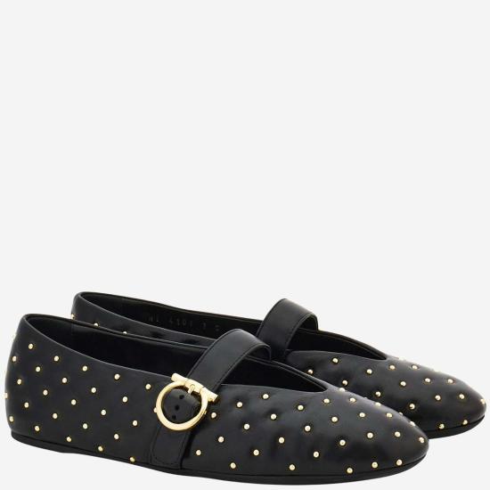  살바토레 페라가모 플랫 슈즈 페라가모 발레리나 플랫 나파 가죽 블랙 - SALVATORE FERRAGAMO