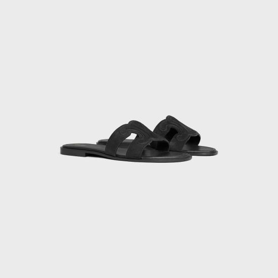 26FW 셀린느 스웨이드 카프스킨 마리나 트리옹프 뮬 368235122C 38NO BLACK DOM - CELINE
