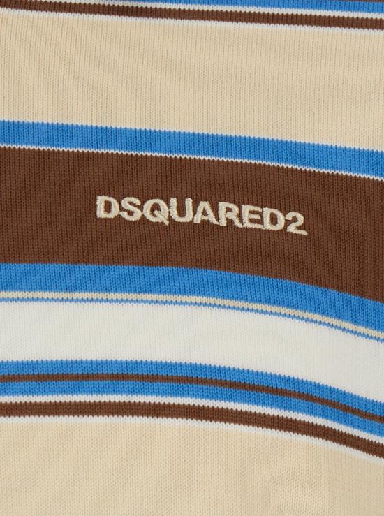  디스퀘어드2 폴로 티셔츠 Dsquared2 로고 스트라이프 폴로 셔츠 멀티컬러 - DSQUARED2