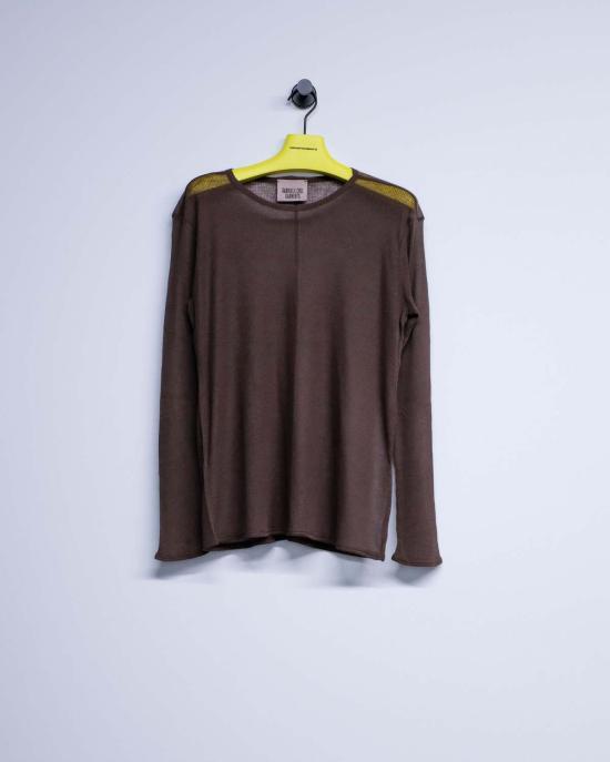  가브리엘라 콜 가먼츠 긴팔 티셔츠 300번 캐시미어 & 모달 립 저지 탑 브라운 - GABRIELA COLL GARMENTS