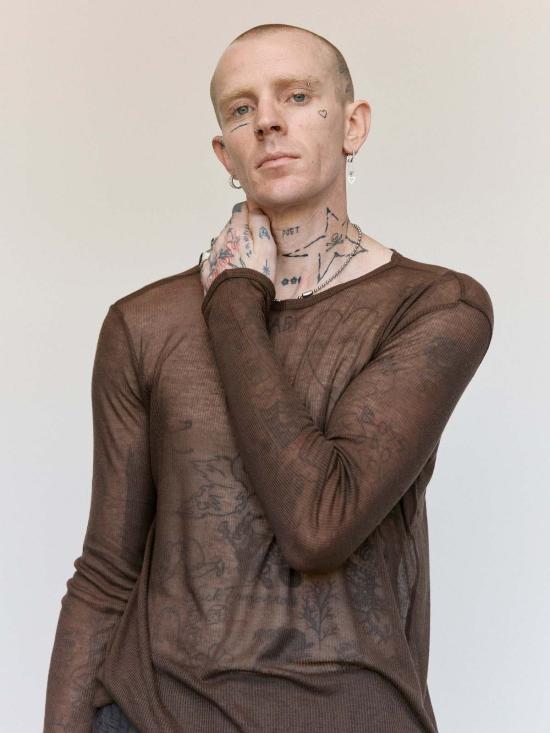  가브리엘라 콜 가먼츠 긴팔 티셔츠 300번 캐시미어 & 모달 립 저지 탑 브라운 - GABRIELA COLL GARMENTS