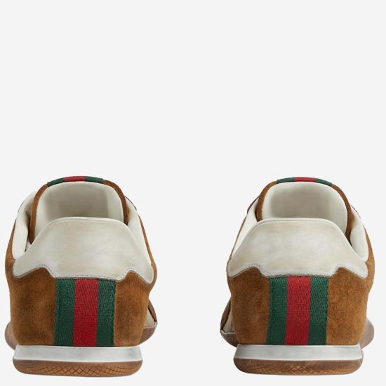  구찌 스니커즈 가죽 및 패브릭 시프트  브라운 - GUCCI