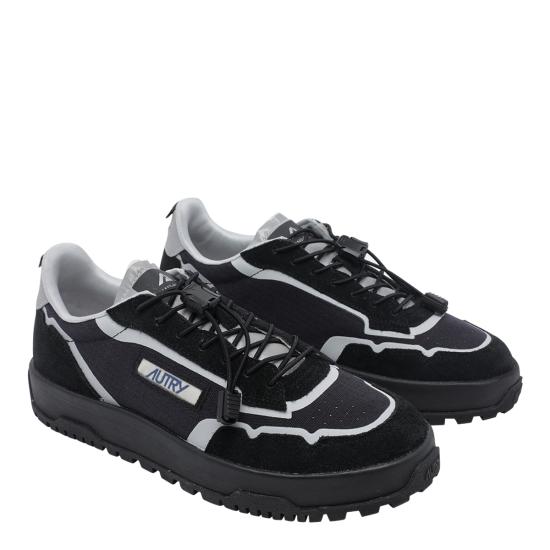 26FW 오트리 WILDPACE 로우 스니커즈 립스탑 나일론 가죽 LDLM MQ01 BLACK SILVER DOM - AUTRY