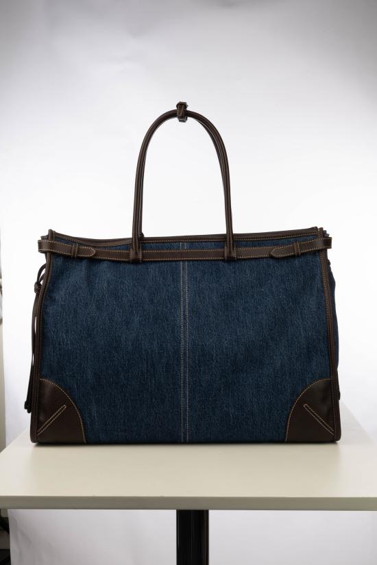 26FW 프라다 보니 데님 앤 레더 토트백 2VG128VOTO2GCF F0C1B BLU CAFFE - PRADA