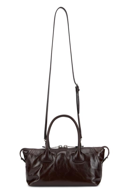 26FW 미우미우 로고 자수 미니 가죽 토트백 가방 5BA338VOOO2A44 F0003 BROWN - MIU MIU