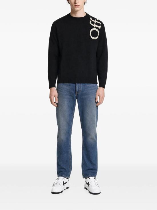 26FW 오프화이트 스웨터 OMHE213F26KNI00100 001 BLACK - OFF WHITE