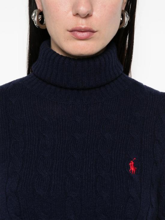 26FW 폴로 랄프로렌 울 캐시미어 케이블 니트 터틀넥 211888686 007 BLUE - POLO RALPH LAUREN