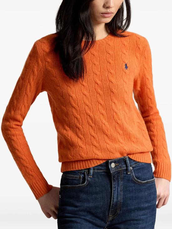 26FW 폴로 랄프로렌 폴로 자수 케이블 니트 스웨터 211971865 504 YELLOW ORANGE - POLO RALPH LAUREN