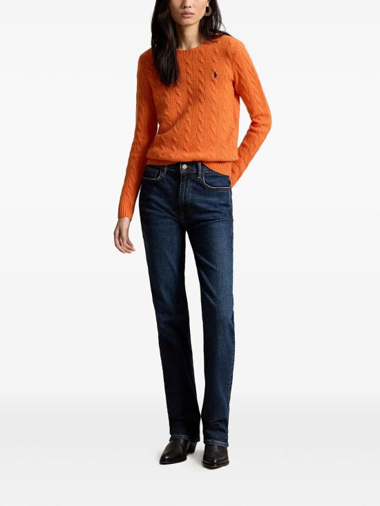 26FW 폴로 랄프로렌 폴로 자수 케이블 니트 스웨터 211971865 504 YELLOW ORANGE - POLO RALPH LAUREN