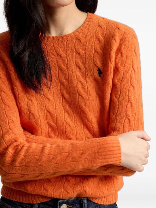 26FW 폴로 랄프로렌 폴로 자수 케이블 니트 스웨터 211971865 504 YELLOW ORANGE - POLO RALPH LAUREN