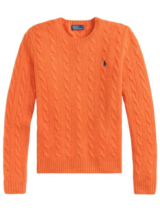 26FW 폴로 랄프로렌 폴로 자수 케이블 니트 스웨터 211971865 504 YELLOW ORANGE
