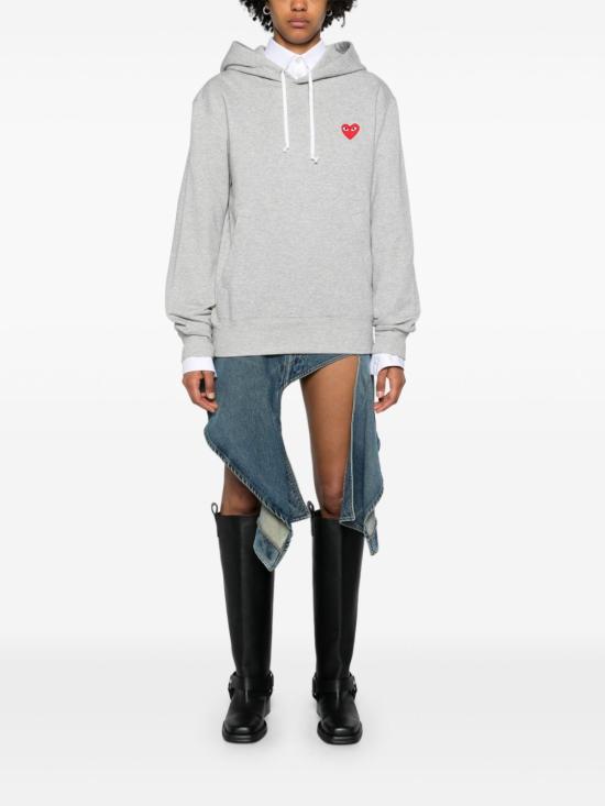 26FW 꼼데가르송 플레이 로고 후드 티셔츠 AXT170D1 GREY - COMME DES GARCONS