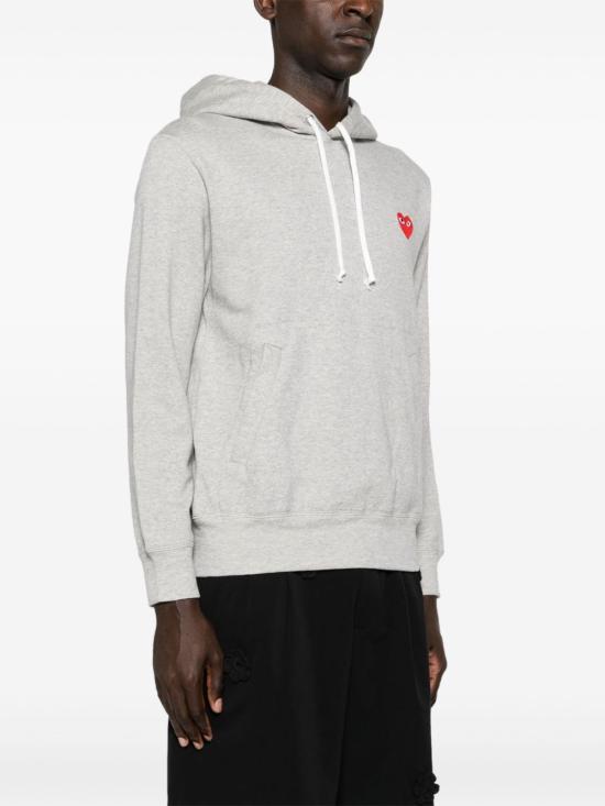 26FW 꼼데가르송 플레이 로고 후드 티셔츠 AXT170D1 GREY - COMME DES GARCONS