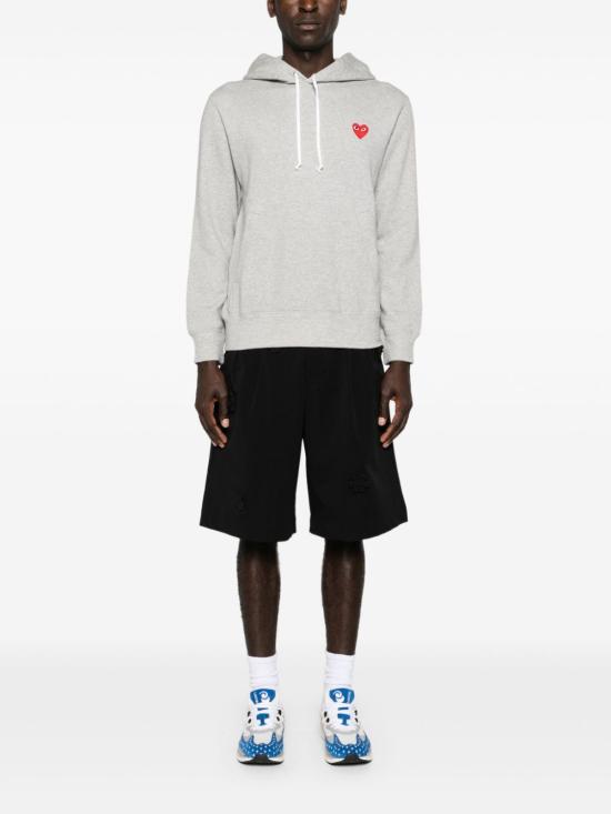 26FW 꼼데가르송 플레이 로고 후드 티셔츠 AXT170D1 GREY - COMME DES GARCONS
