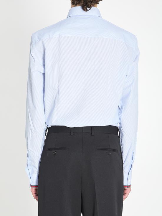  구찌 웹 디테일 스트라이프 코튼 셔츠 852707 ZAS5W4305 AZURE - GUCCI