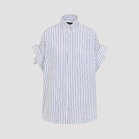  발렌시아가 턱드 슬리브 셔츠 857833 TTM339086 BLUE - BALENCIAGA