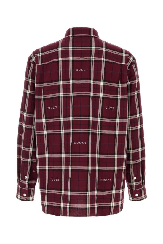  구찌 타르탄 코튼 자카드 셔츠 852895 ZAUAC6013 BORDEAUX - GUCCI