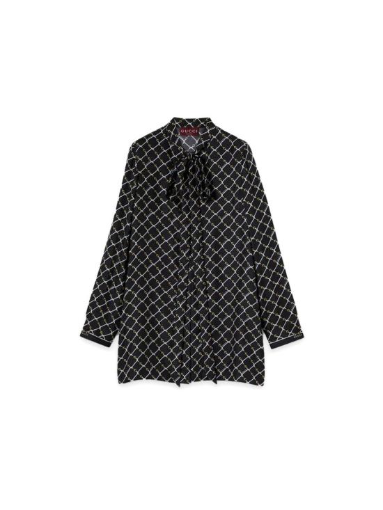  구찌 프린트 실크 트윌 드레스 853056 ZAUM11173 BLACK - GUCCI