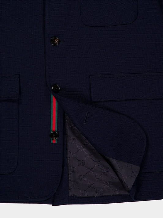  구찌 싱글 브레스트 코튼 저지 재킷 846713 ZAM6R4240 BLUE - GUCCI