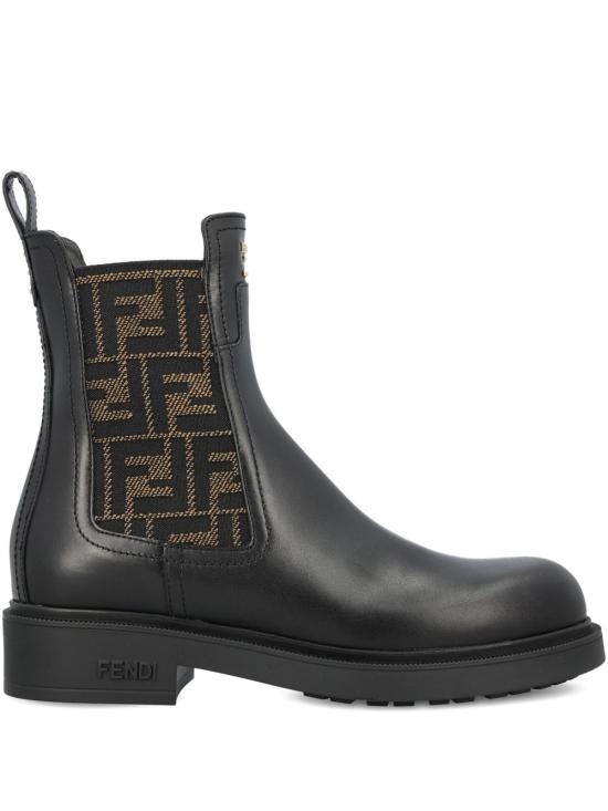  펜디 필로 레더 FF 패브릭 바이커 부츠 8T8576 A379F1TOG BLACK