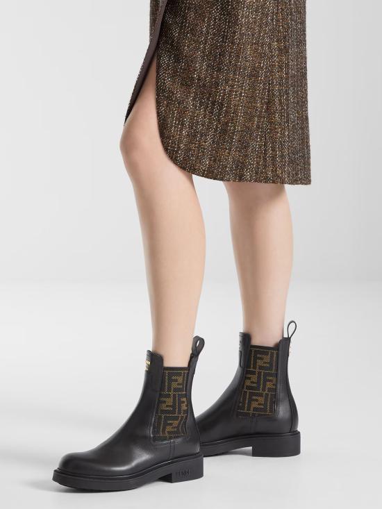  펜디 필로 레더 FF 패브릭 바이커 부츠 8T8576 A379F1TOG BLACK - FENDI