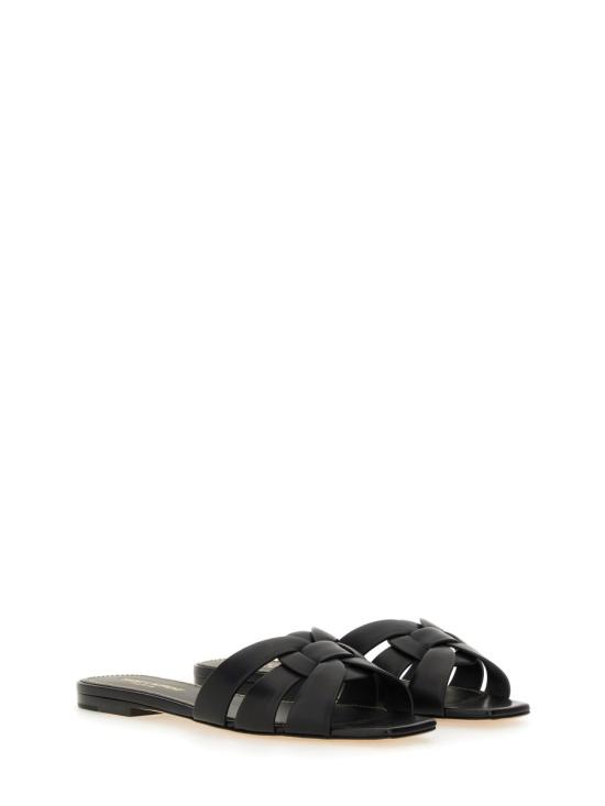  생로랑 스무스 레더 트리뷰트 플랫 뮬 571952 BDA001000 BLACK - SAINT LAURENT