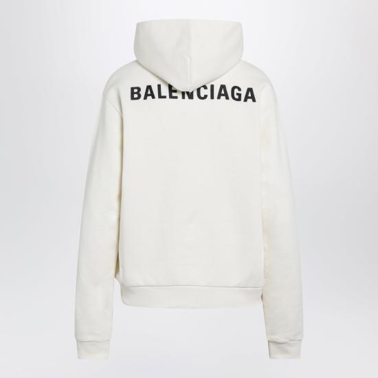  발렌시아가 드라이 플리스 로고 후드탑 851238 TTVJ29020 IVORY - BALENCIAGA