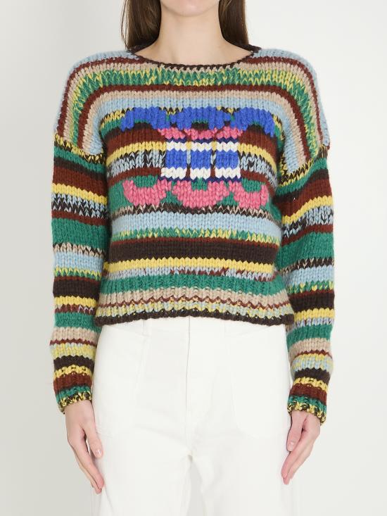  셀린느 물리네 알파카 & 울 크루넥 스웨터 RY0PR2V08 31GM MULTICOLOUR
