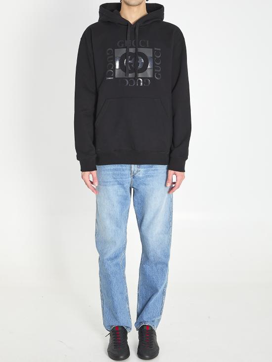  구찌 프린트 디테일 코튼 저지 스웨트셔츠 855976 XJHNH1152 BLACK - GUCCI