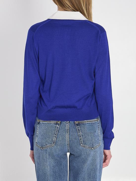  셀린느 파인 캐시미어 실크 폴로 스웨터 RX0FD0W27 GDT9 BLUE - CELINE