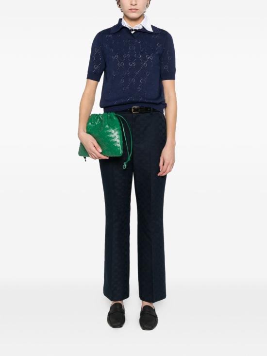  구찌 GG 포인텔 코튼 실크 폴로 셔츠 856203 XKFCO4522 BLUE - GUCCI