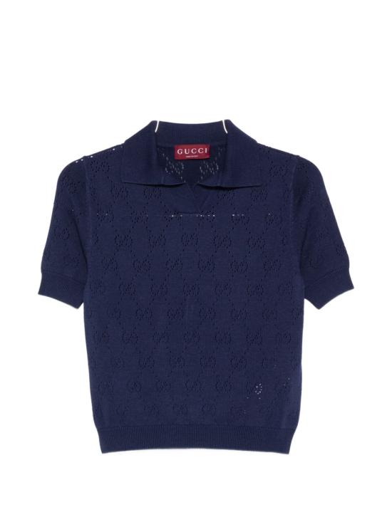  구찌 GG 포인텔 코튼 실크 폴로 셔츠 856203 XKFCO4522 BLUE